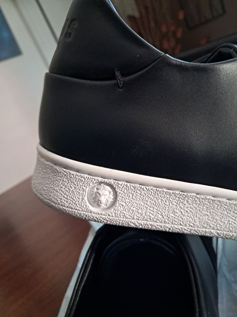 Versus Versace Black Leather Slip-On Sneakers with White Logo Strap. COA incl. - Picture 10 of 11